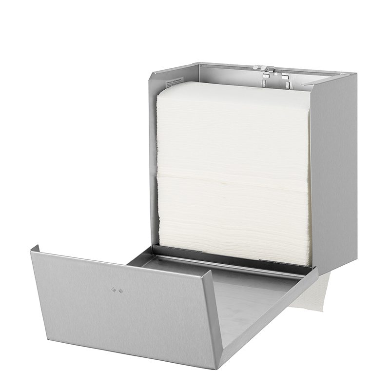 Qbic papirdispenser i rustfri stål til håndklædeark, åben