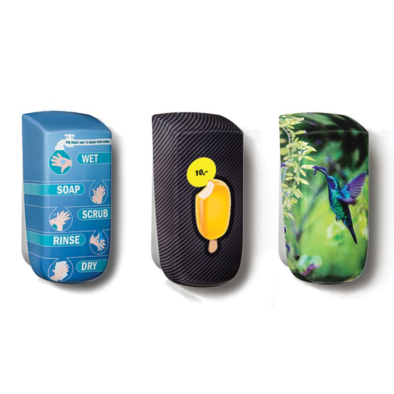 Myriad sæbedispensere med designet cover